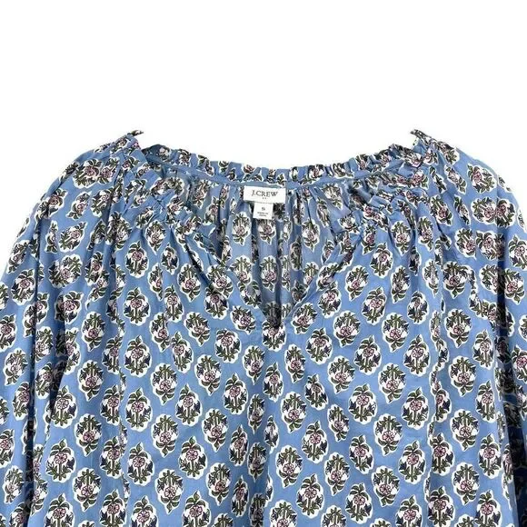 J. Crew floral‎ Cotton artist top blouse Sz S Quiet Harbor Bright Pep - Picture 2 of 9